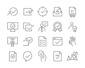 Approve Icons - Vector Line. Editable Stroke.