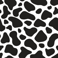Cow print seamless pattern. Black and white animal print, repeat design.