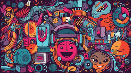 Colorful musical doodle background