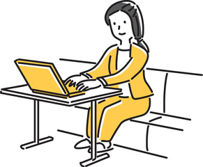 Fototapeta na wymiar ノートパソコンで仕事をする女性