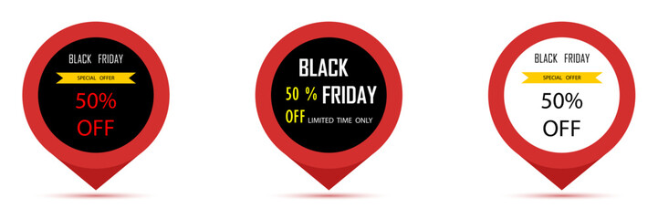 Black Friday. Black Friday Sale. Black Friday pin or price tag. Vector illustration