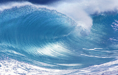 Strong and powerful ocean wave surges with impressive force