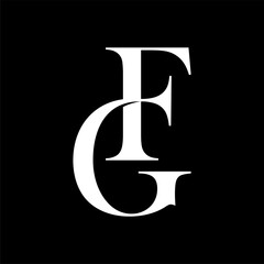 Initial letter FG or GF logo template with vintage simpliciy illustration in flat design monogram symbol