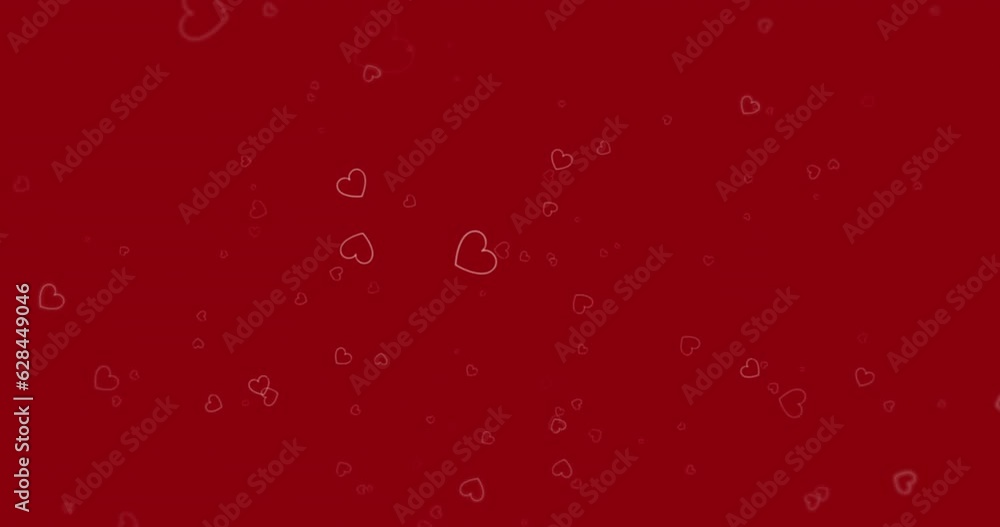 Poster animation of multiple heart shapes moving over red background