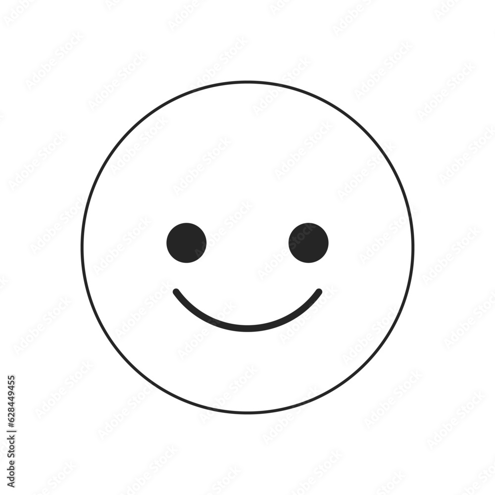 Canvas Prints Positive smiling emoticon flat monochrome isolated vector object. Editable black and white line art drawing. Simple outline spot illustration for web graphic design