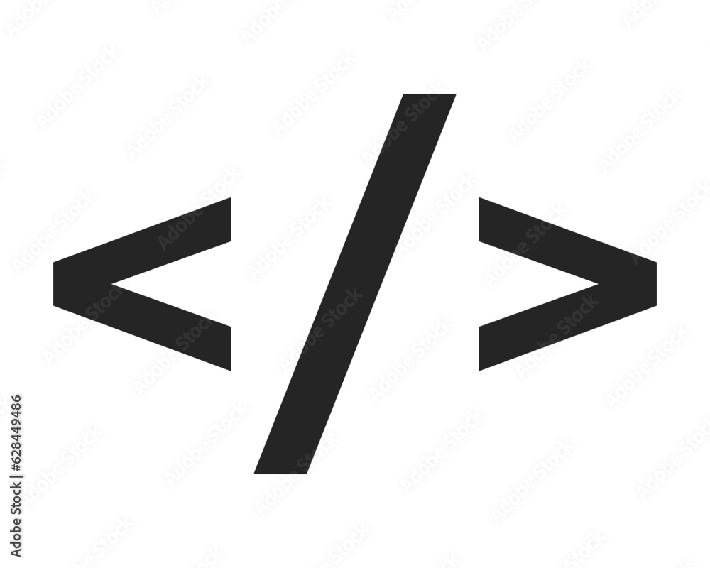 Poster code symbols flat monochrome isolated vector icon. web development elements. editable black and whit