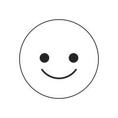 Positive smiling emoticon flat monochrome isolated vector object. Editable black and white line art drawing. Simple outline spot illustration for web graphic design