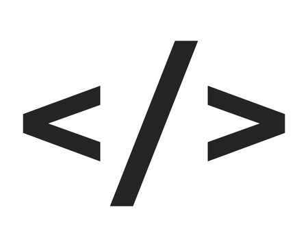Code symbols flat monochrome isolated vector icon. Web development elements. Editable black and white line art drawing. Simple outline spot illustration for web graphic design