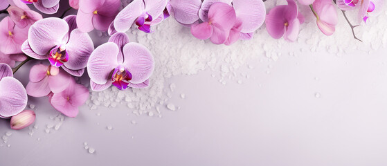 Purple orchid frame banner with copy space