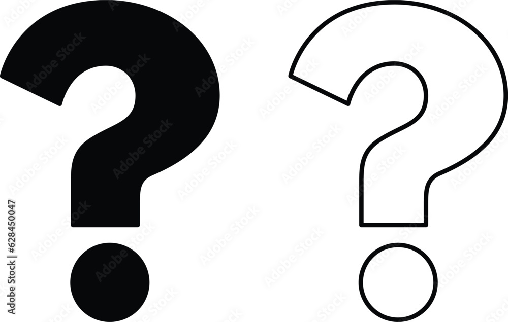 Poster question mark icon set vector in two styles isolated on white background