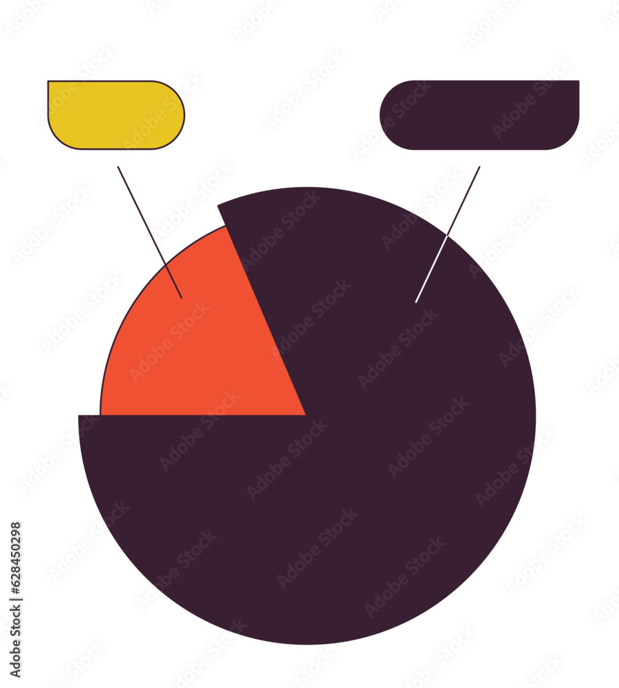 Poster pie chart with labels flat line color isolated vector object. report pie chart. presentation. editab