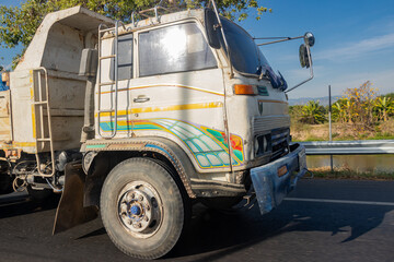 The cabin of truck, rides on a highway, Thailand.