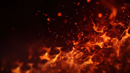 Fototapeta na wymiar Close up fire on dark red background