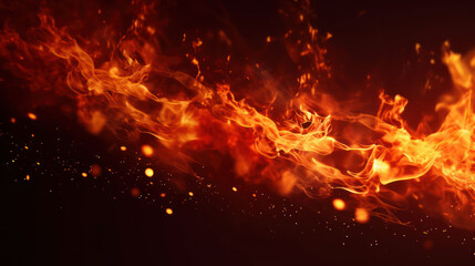 Close up fire on dark red background