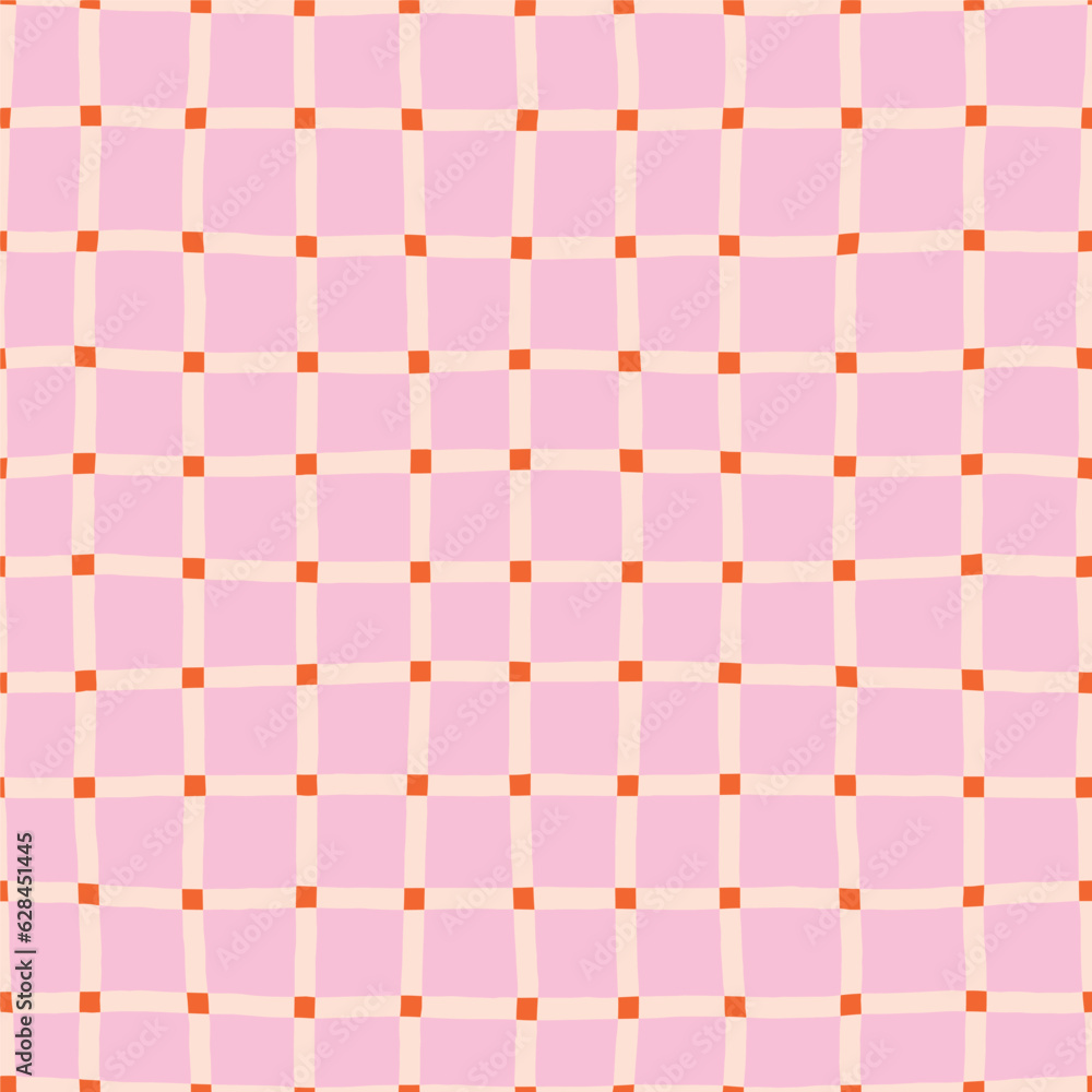 Wall mural creative checkered lines pattern. vector seamless texture with hand drawn lines. plaid background