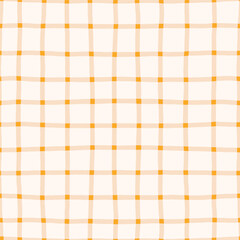 Creative checkered lines pattern. Vector seamless texture with hand drawn lines. Plaid background - 628451446