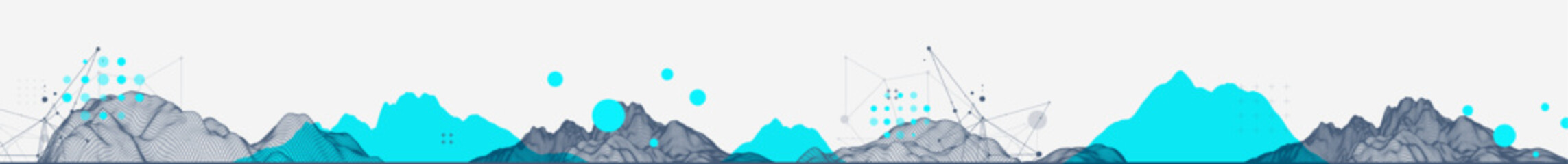 Abstract wireframe mountain background. Modern science or technology art elements. Surface illustration.