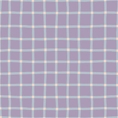 Creative checkered lines pattern. Vector seamless texture with hand drawn lines. Plaid background