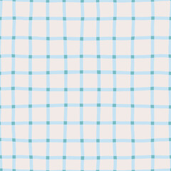 Creative checkered lines pattern. Vector seamless texture with hand drawn lines. Plaid background