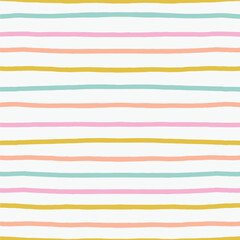 Classic lined seamless pattern. Cute and simple horizontal lines texture. Hand drawn thin colourful  lines background