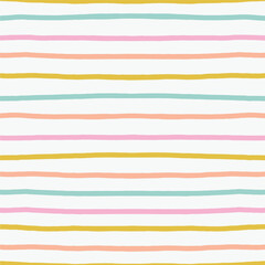 Classic lined seamless pattern. Cute and simple horizontal lines texture. Hand drawn thin colourful  lines background