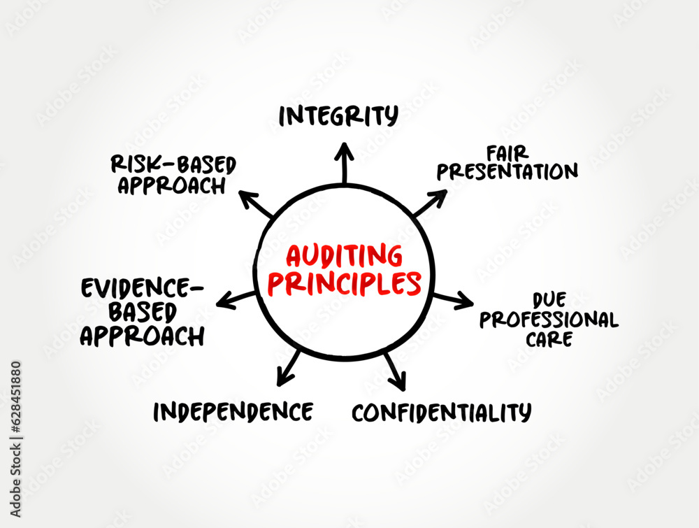 Poster auditing principles mind map text concept for presentations and reports