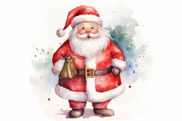 Fototapeta na wymiar Christmas santa claus. Watercolor style illustration. Isolated on white background