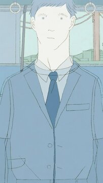 電車通勤をするスーツを着た男性。
