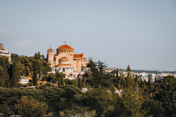 Fototapeta na wymiar Panoramic view of Saint Paul Orthodox Church in Thessaloniki, Greece