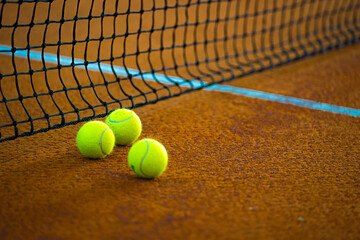 tennis balls and net