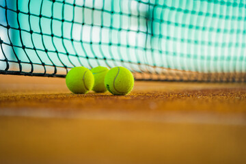 tennis balls on the net