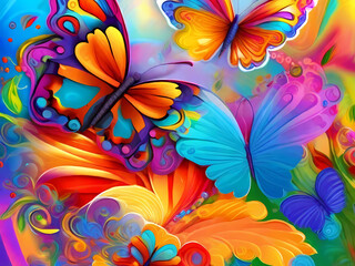 Fototapeta na wymiar Wings of Positivity: A Kaleidoscope of Beautiful Butterflies