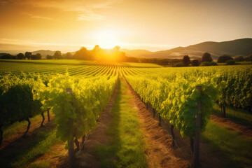 Naklejka premium Captivating Vineyard at Sunset