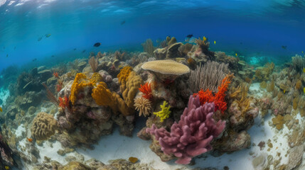 Naklejka na ściany i meble Diving into Nature's Kaleidoscope: The Coral Reef Symphony