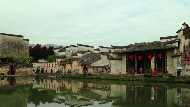 Time lapse of Chinese traditional ancient village, Anhui, China.