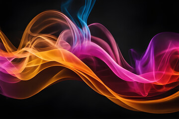 Abstract colorful creative smoke waves on black background