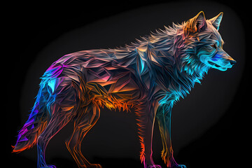 Wolf painted in neon watercolors
