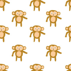 Obraz na płótnie Canvas Seamless pattern cartoon monkey character