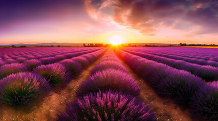 Nature's Palette: Vibrant Lavender Sunset Scene