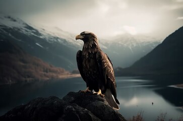 Eagle nature lake. Generate Ai