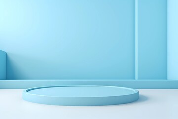 Beautiful minimalist background for presentations in form of empty round pedestal, podium