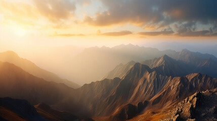 Obraz na płótnie Canvas Majestic Peaks Bathed in Morning Light