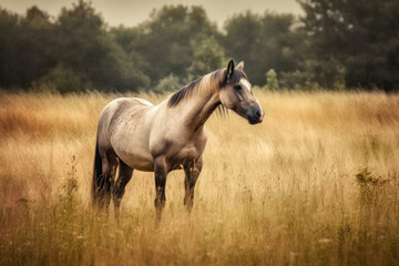 Obraz na płótnie Canvas Wild Horse Running Free in the Meadow