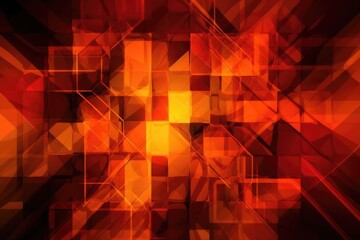 Abstract Orange and Red Squares Background: Multilayered Design with Angular Lines and Smooth Edges