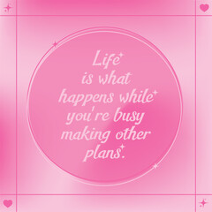 Post template for instagram with quote in pink colors in barbie style.Frames, stars, things for barbie. Barbie doll concept.