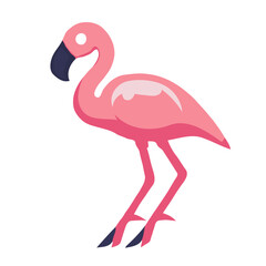 Pink flamingo bird - cartoon simple kids style flat vector icon