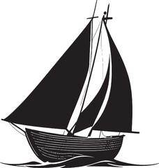 Sailing Boat Silhouette Vector Black and white
