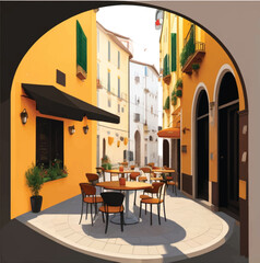 Street Restaurant in europe city vector