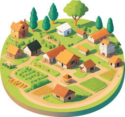 Agriculture village in round shape vector