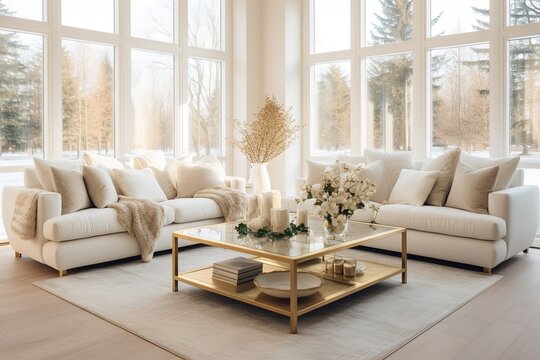 Friendly interior style. living room. Wall mockup. Wall art. 3d rendering, 3d illustration,Generative AI